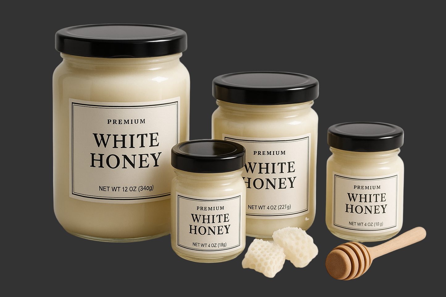 Professional white honey product photography